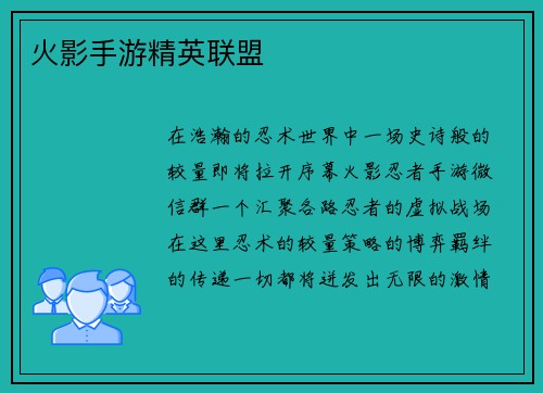 火影手游精英联盟